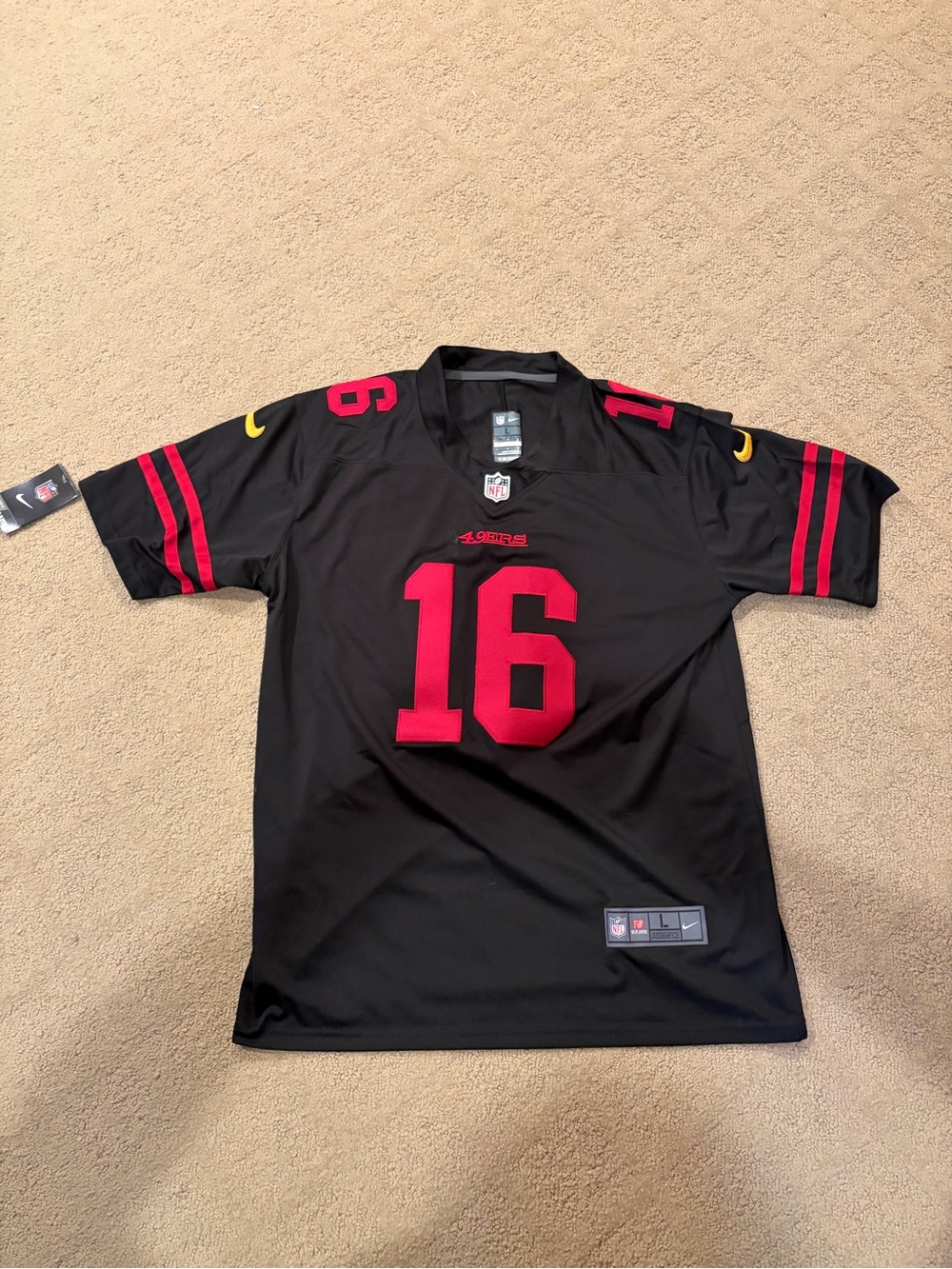 NFL San Francisco 49ers Joe Montana Black and Red #16 Men's Jersey